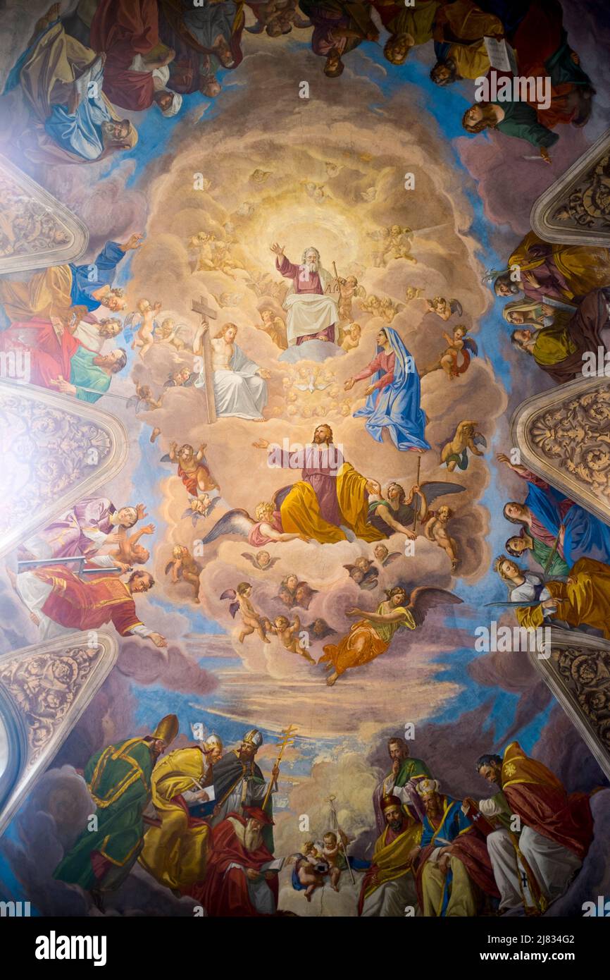 Affreschi del soffitto nella chiesa di San Giacomo di Augusta Roma Italia Foto Stock