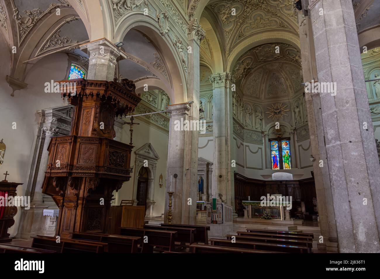 Pacentro, l'Aquila, Abruzzo, chiesa di S. Maria maggiore. Risale al 13th secolo Foto Stock