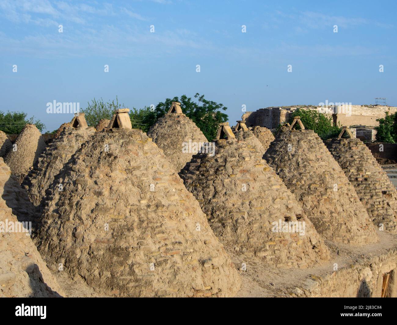 Tradizionali case di pietra del deserto di fango di alveare, Harran vicino al confine siriano, Turchia Foto Stock