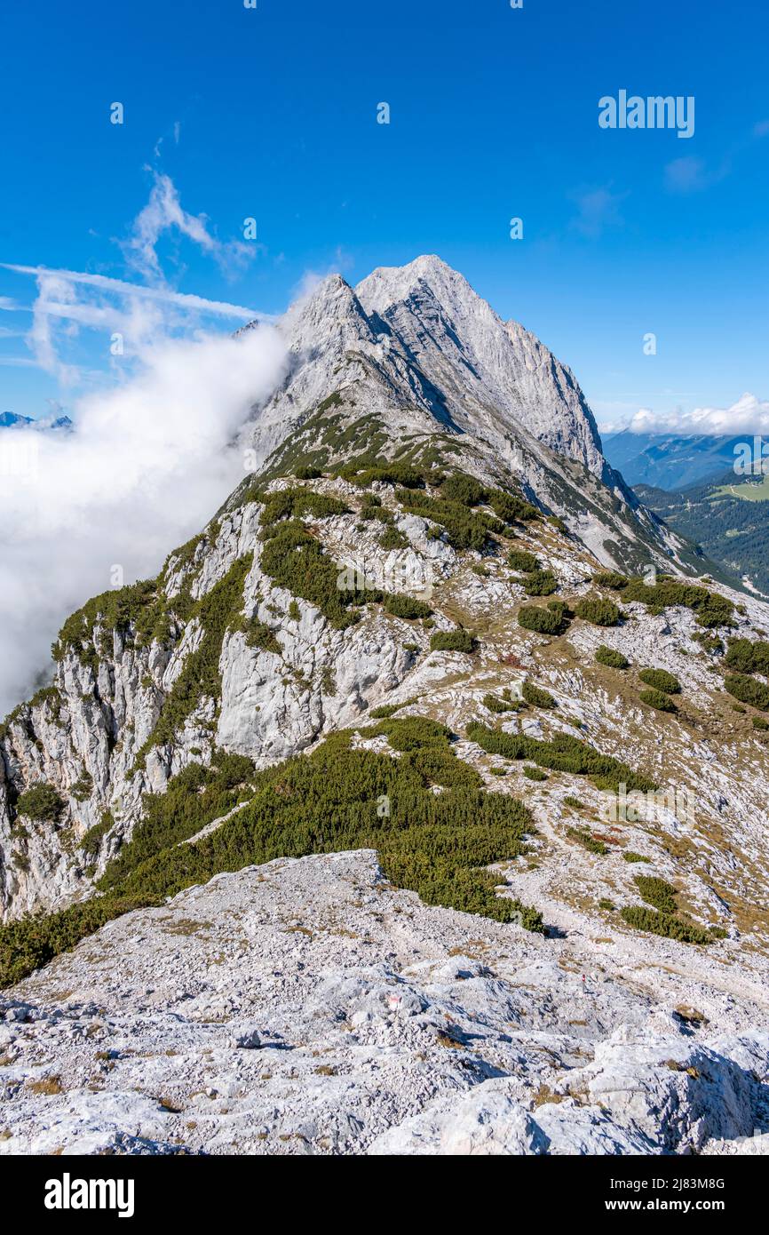 Hochwand Hauptgipfel, Mieminger Gebirge, Tirol, Oesterreich Foto Stock