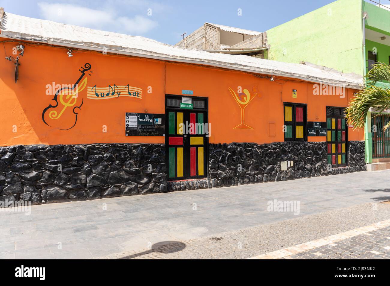 Buddy Bar Casa da Música a Santa Maria, SAL, Isole di Capo Verde, Africa Foto Stock