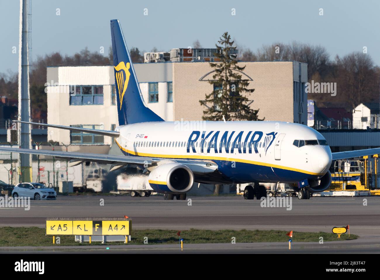 Compagnia aerea low cost Ryanair Aircraft Boeing 737-800 a Gdansk, Polonia © Wojciech Strozyk / Alamy Stock Photo *** Local Caption *** Foto Stock
