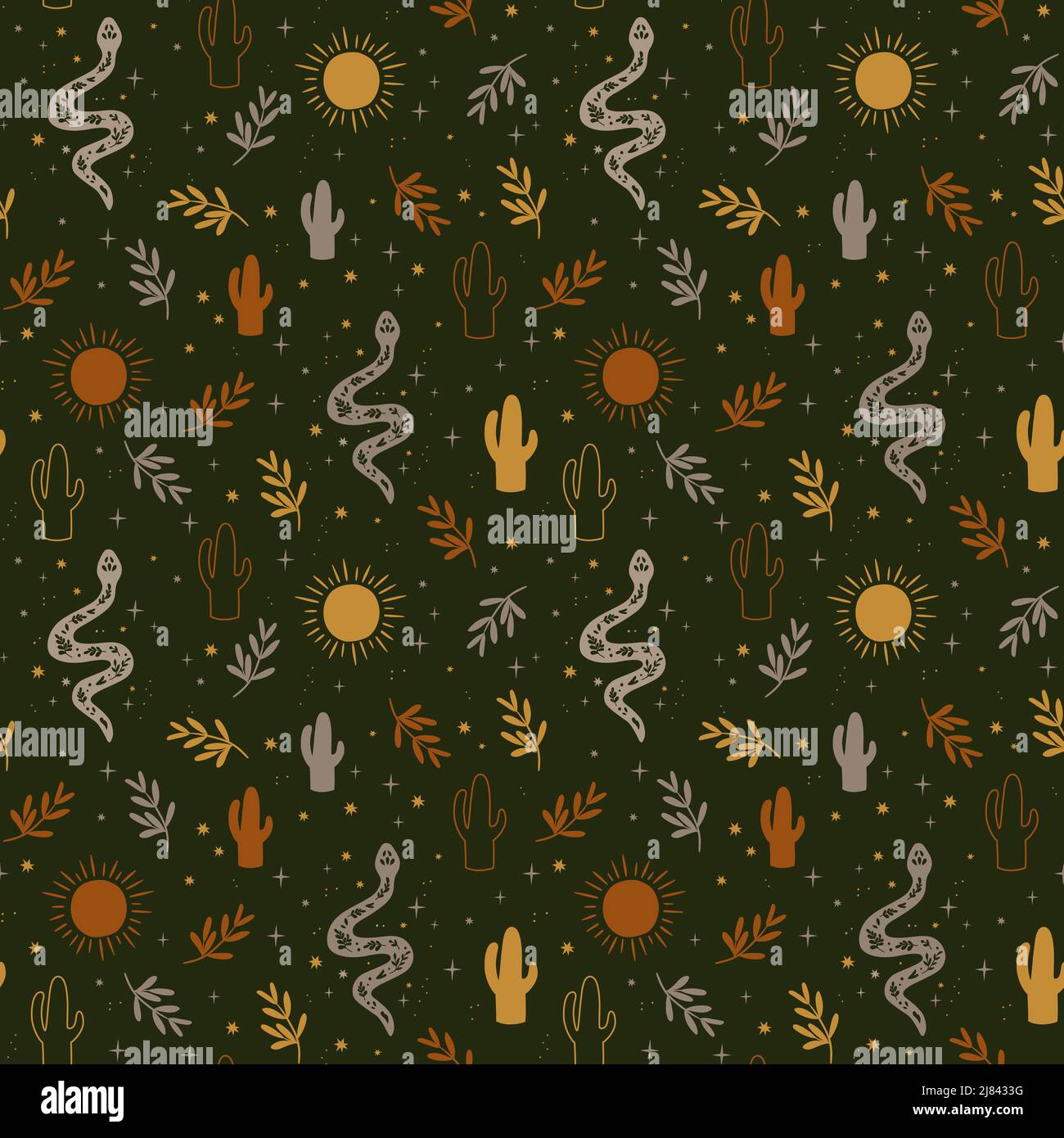 Design mistico boho pattern. Sfondo vettoriale senza giunture Illustrazione Vettoriale