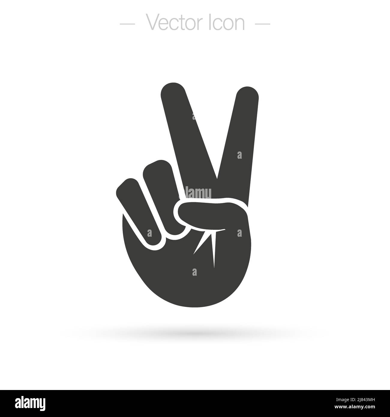 Segno V del gesto della mano della vittoria o della pace, illustrazione vettoriale isolata. Successo, vincitore concetto icona. Illustrazione Vettoriale