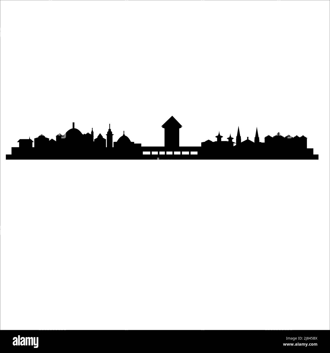 Skyline della città di Lucerna Svizzera Illustrazione Vettoriale