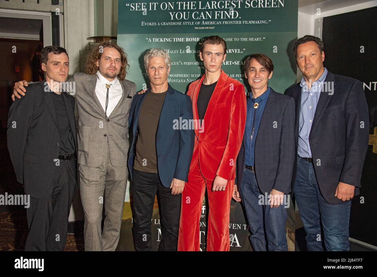 New York, Stati Uniti. 12th maggio 2022. Michael Spreter, Kevin Morby, David Siegel, Owen Teague, Scott McGehee e Andrew Karten partecipano alla "Montana Story" New York Premiere all'AMC Lincoln Square 13 a New York City. Credit: SOPA Images Limited/Alamy Live News Foto Stock