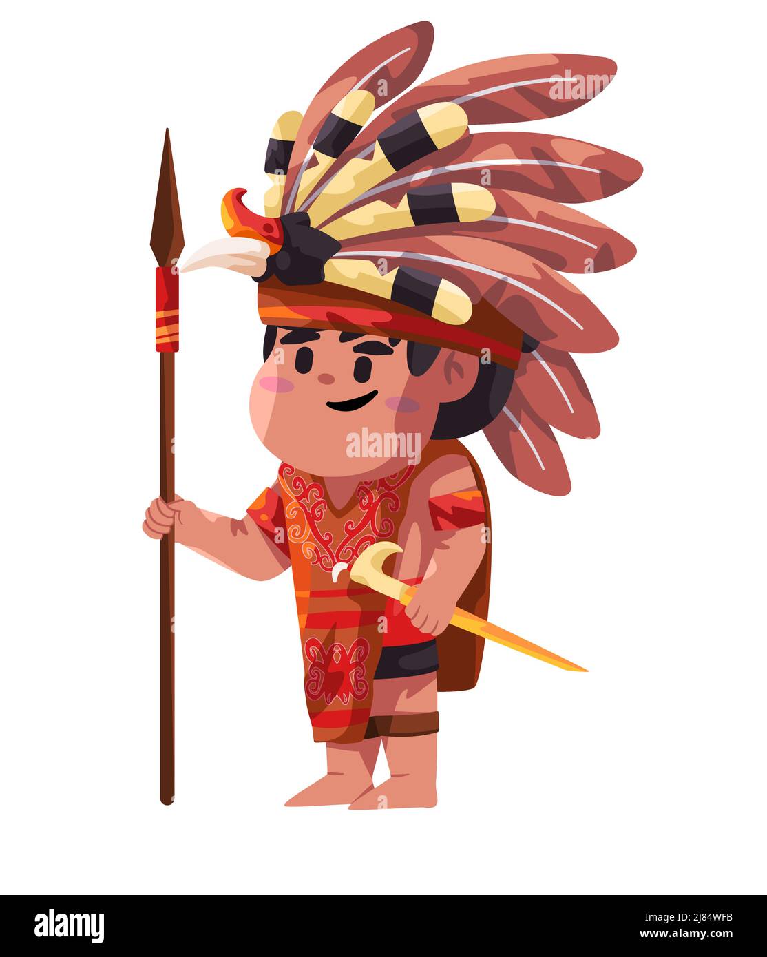 Dayak kalimantan borneo tradizionale guerriero cerimonia festival bambini indossare Indonesia etnia moda Illustrazione Vettoriale
