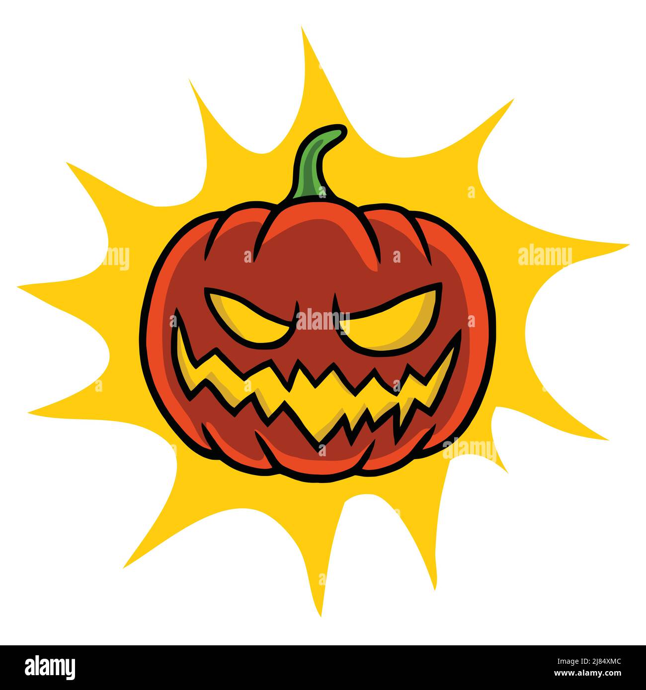 Jack o Lantern Halloween Halloween Pumpkin Lightning Cartoon personaggio disegno Vector icona illustrazione Illustrazione Vettoriale