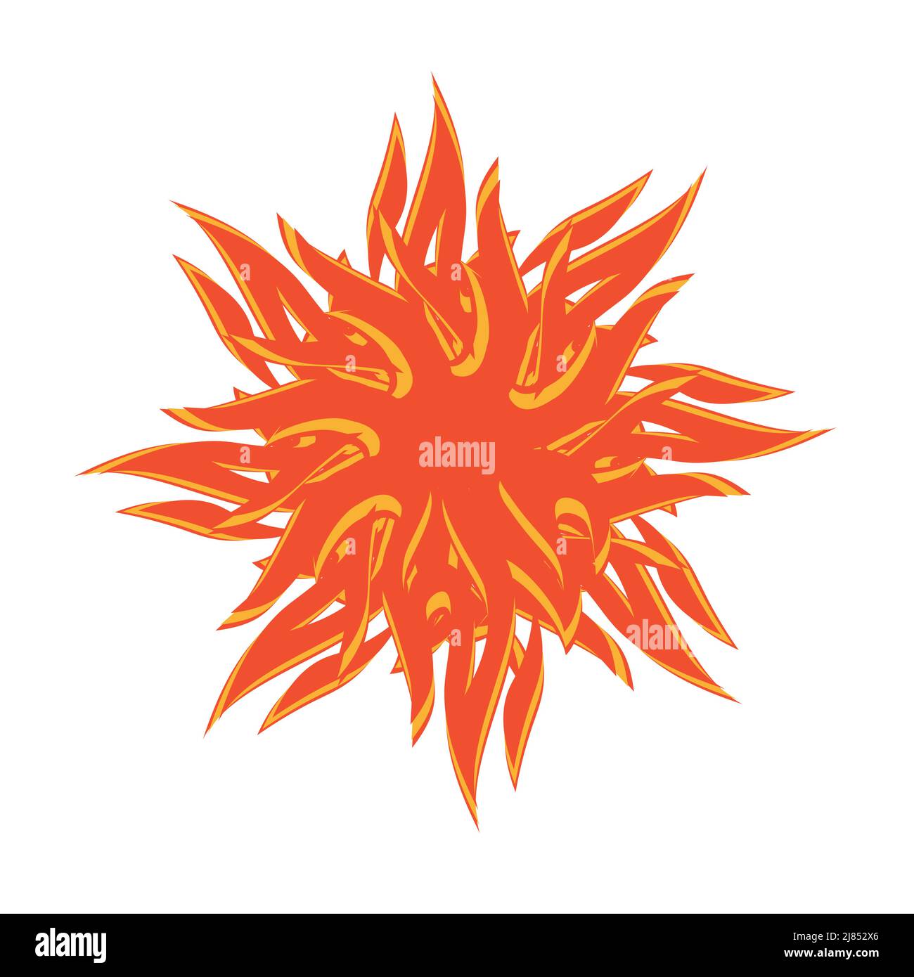 Illustrazione del vettore solare fiammeggiante su sfondo bianco Illustrazione Vettoriale