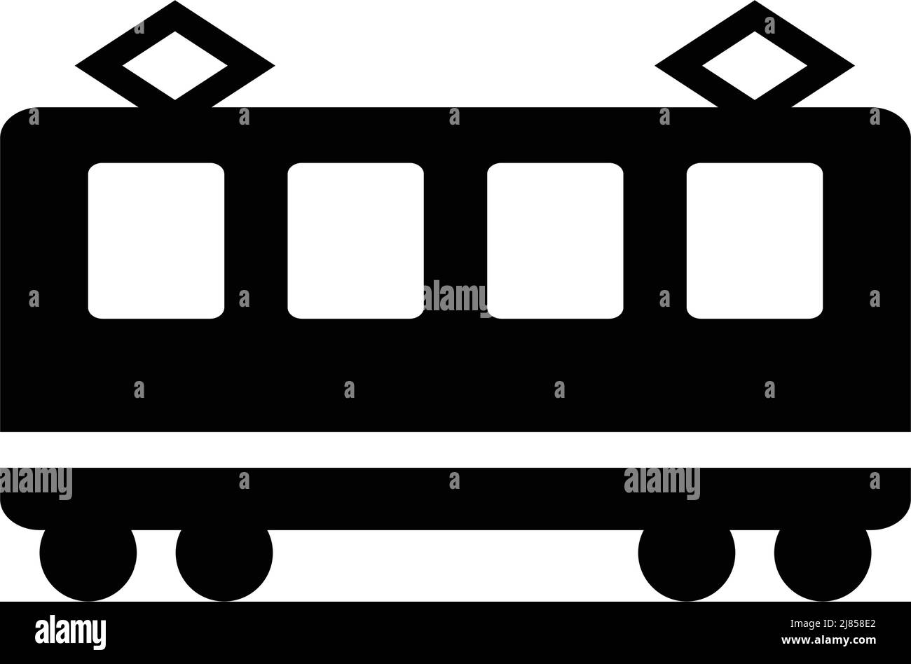 Icona della silhouette nera del treno. Vettore modificabile. Illustrazione Vettoriale