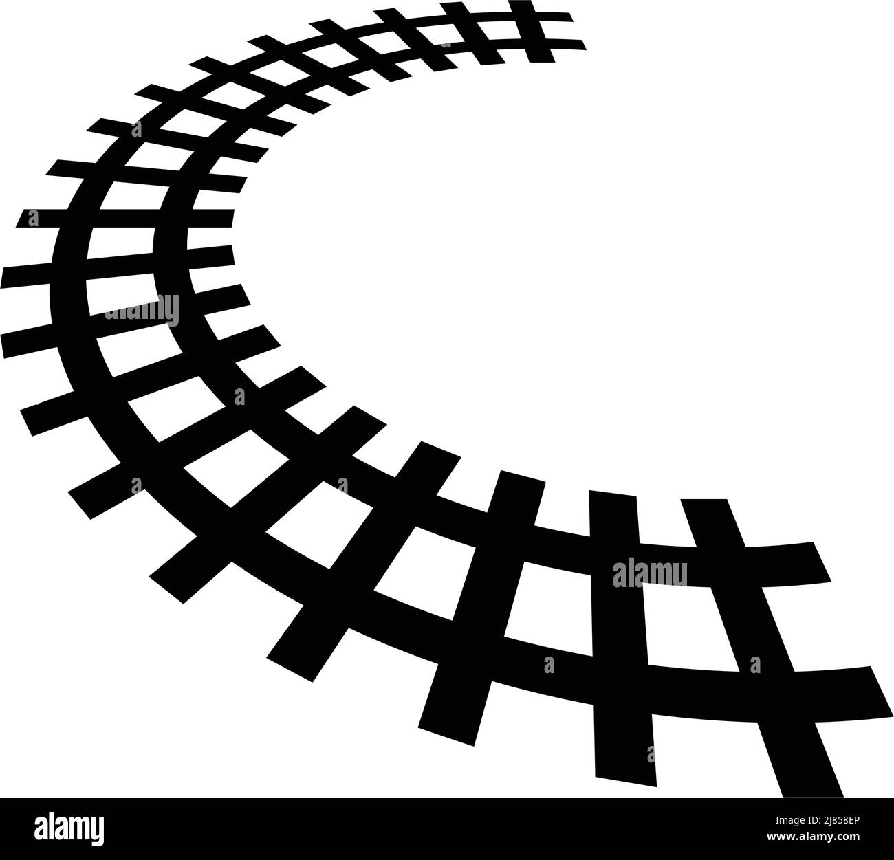 Icona silhouette rotaia. Una linea ferroviaria. Vettore modificabile. Illustrazione Vettoriale