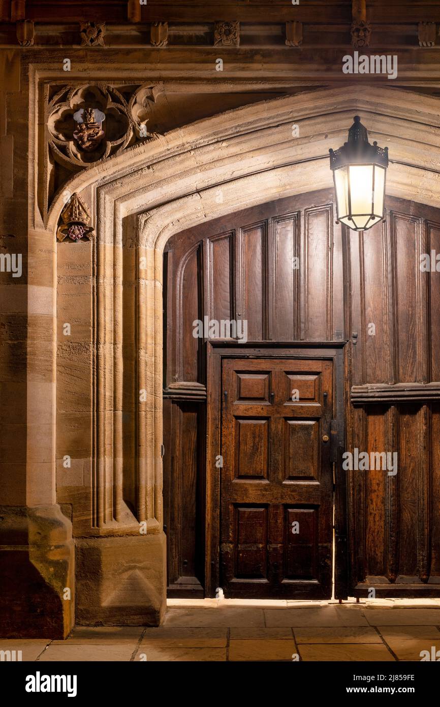 Brasenose College porta e luce all'alba. Oxford, Oxfordshire, Inghilterra Foto Stock