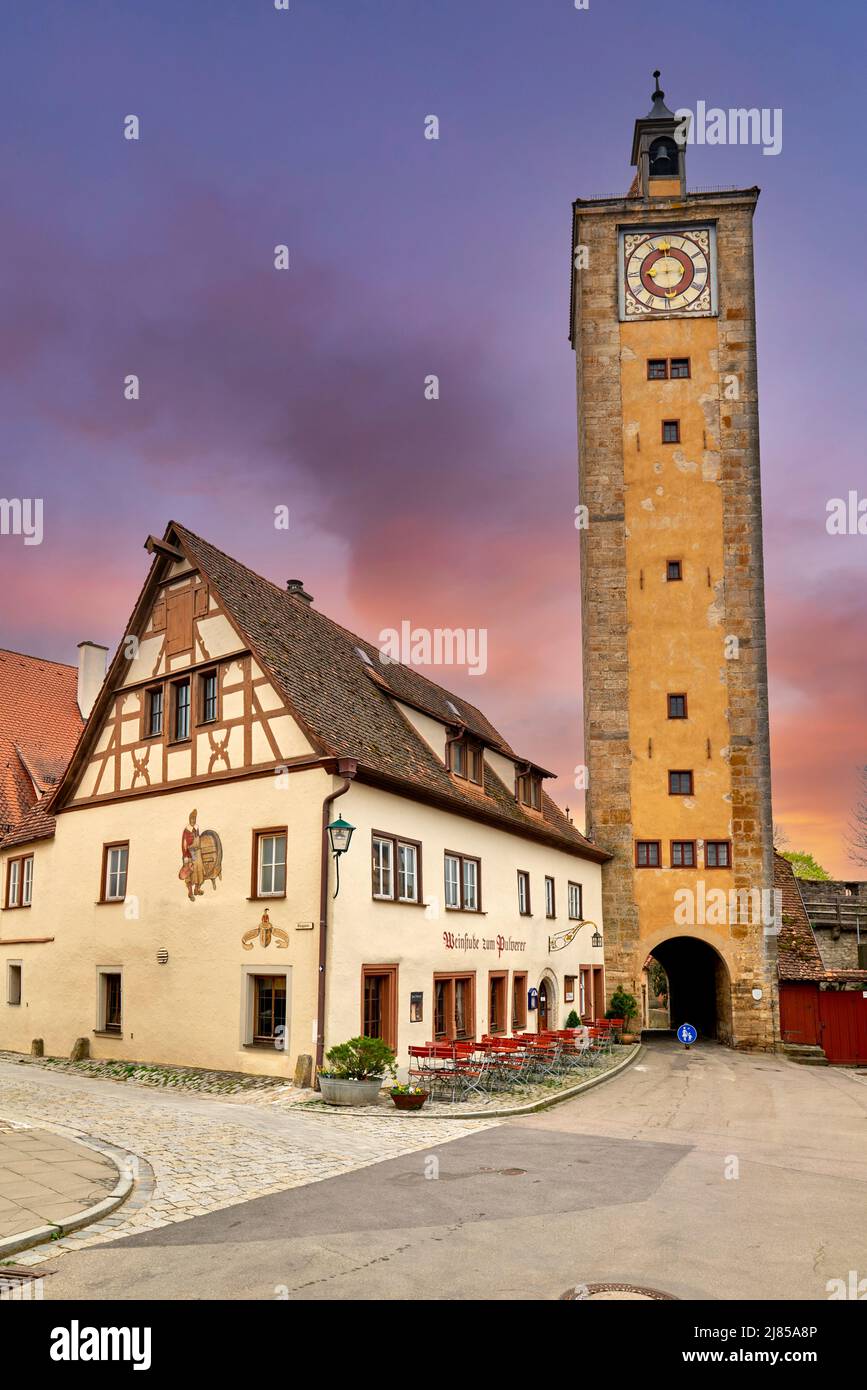 Germania Baviera strada Romantica. Rothenburg ob der Tauber. Burgtor Foto Stock