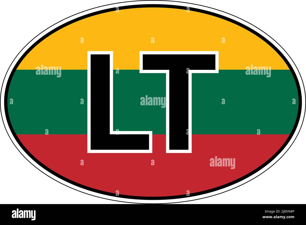 Etichetta lituana LT sull'auto, targa internazionale Illustrazione Vettoriale