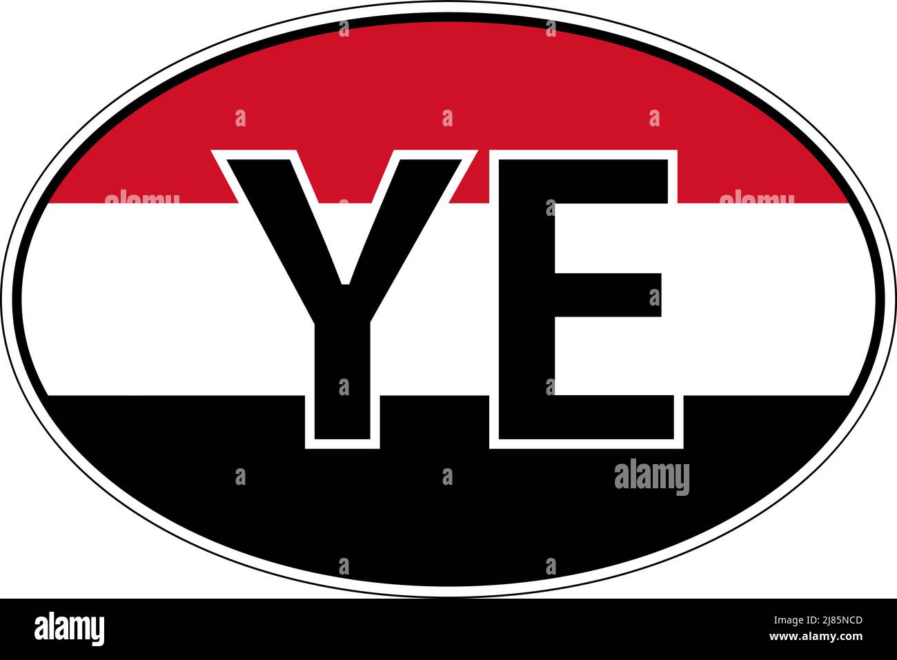 Etichetta Yemen YE etichetta auto, targa internazionale Illustrazione Vettoriale