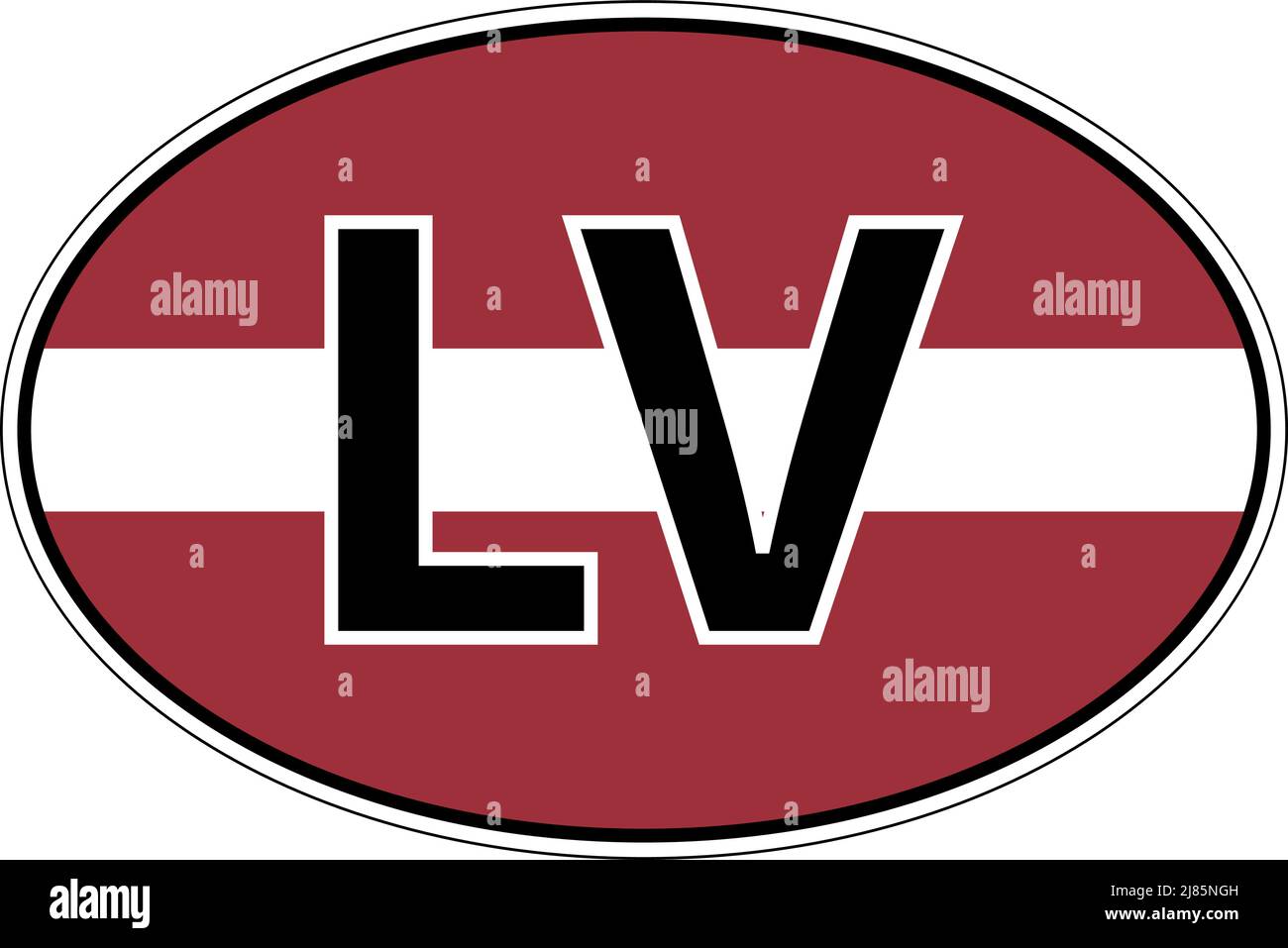 Repubblica di Lettonia etichetta LV bandiera adesivo su auto, targa internazionale Illustrazione Vettoriale
