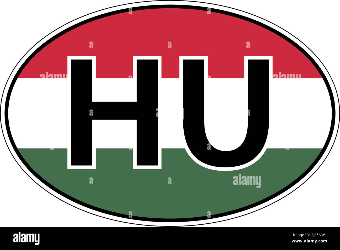 Etichetta HU HU Ungheria sull'auto, targa internazionale Illustrazione Vettoriale