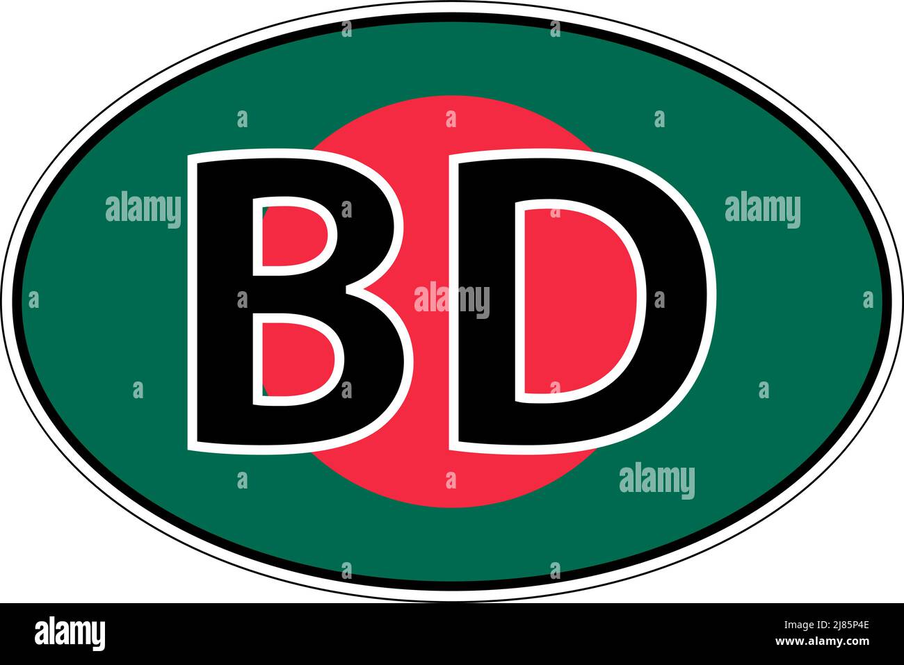 Repubblica Bangladesh etichetta BD etichetta auto, targa internazionale Illustrazione Vettoriale