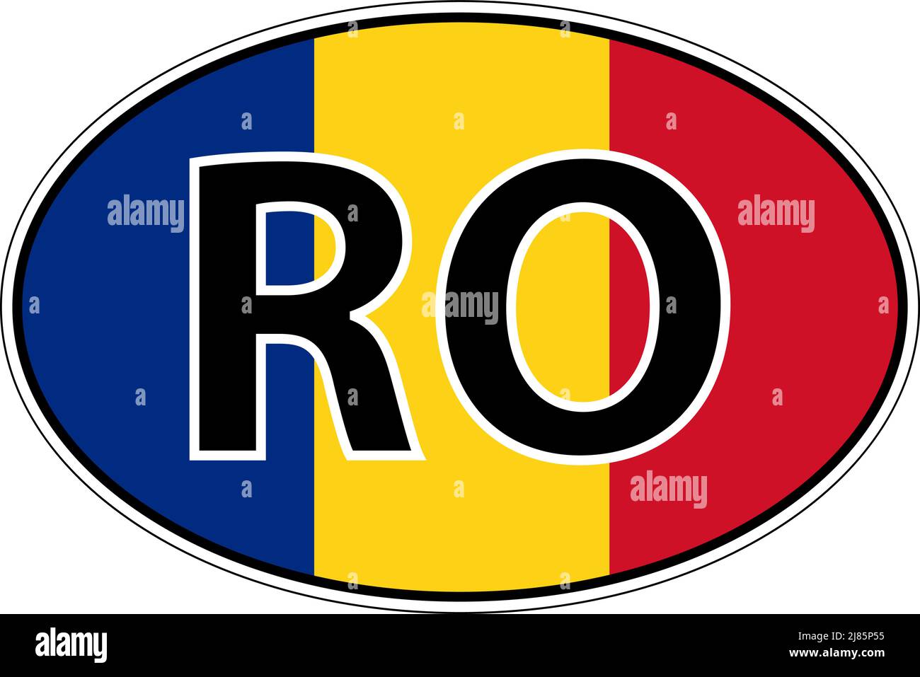 Romania, Romania Roumania RO etichetta bandiera auto, targa Illustrazione Vettoriale