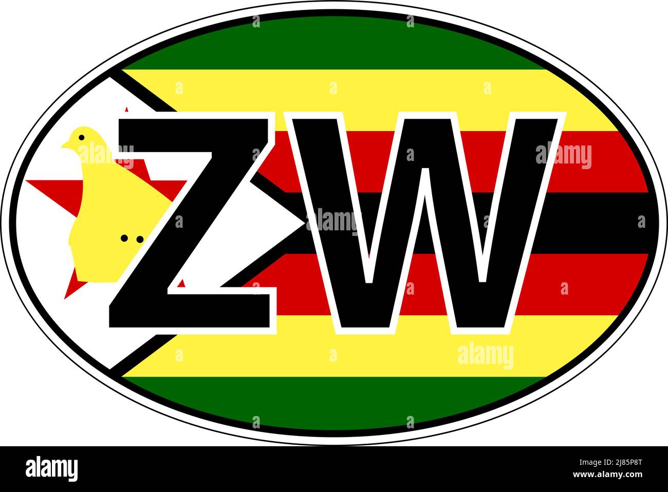 Zimbabwe etichetta ZW etichetta auto, targa internazionale Illustrazione Vettoriale