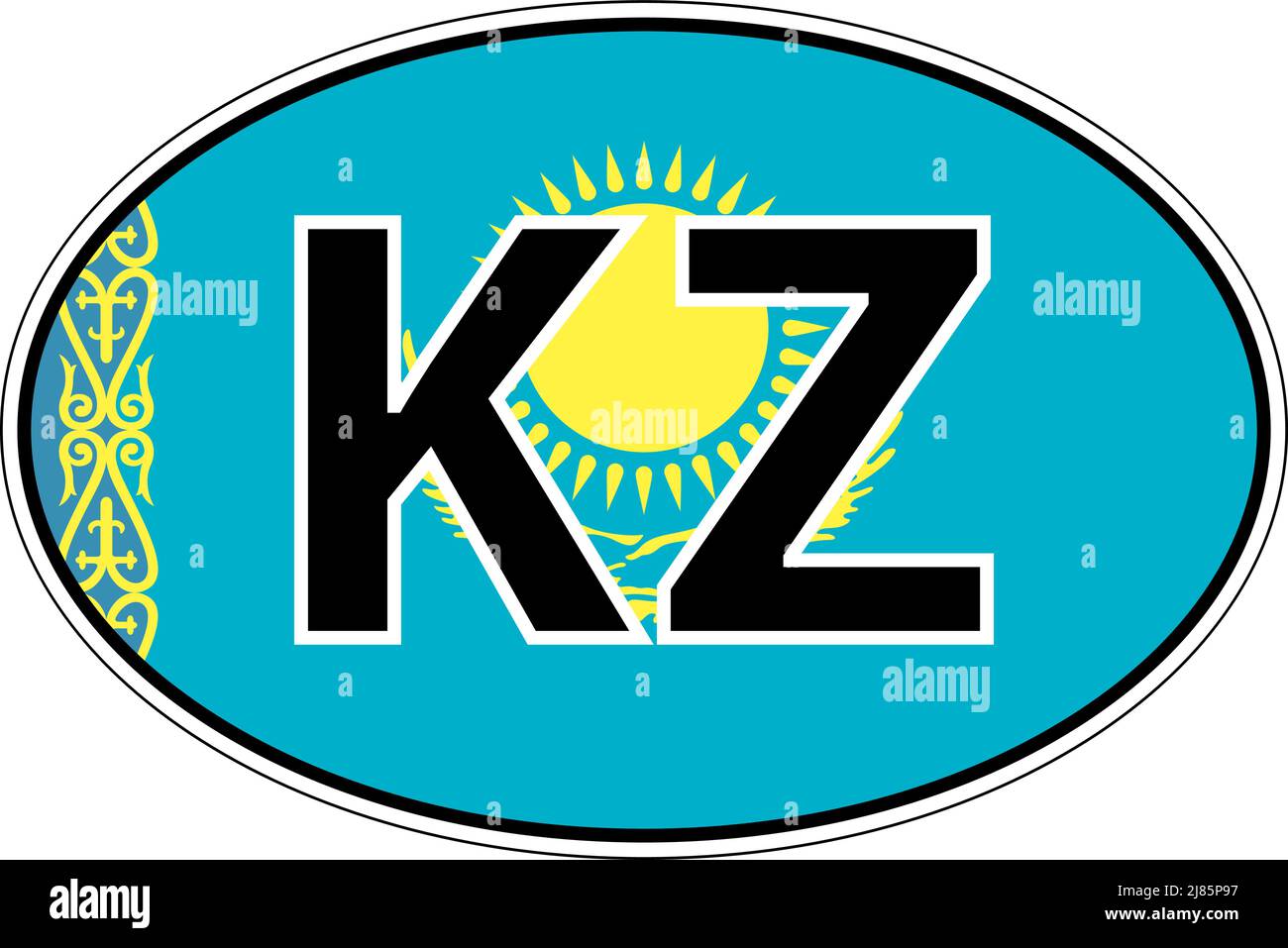 Etichetta KZ Kazakhstan sull'auto, targa internazionale Illustrazione Vettoriale