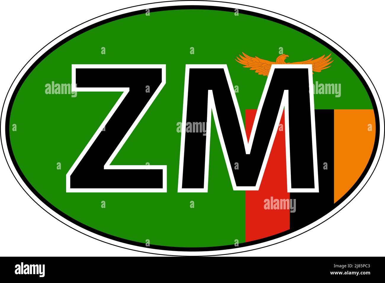 Etichetta Zambia ZM autoadesiva auto, targa internazionale Illustrazione Vettoriale