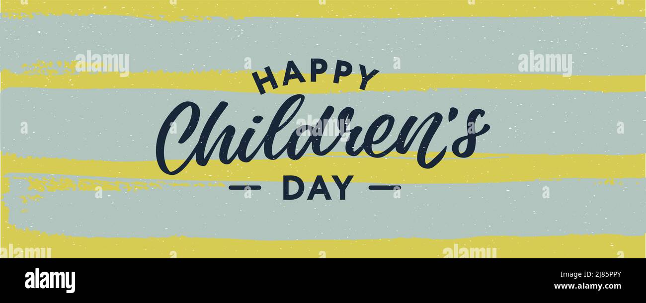 Buon giorno dei bambini. Frase vacanza. Lettere vettoriali disegnate a mano Illustrazione Vettoriale