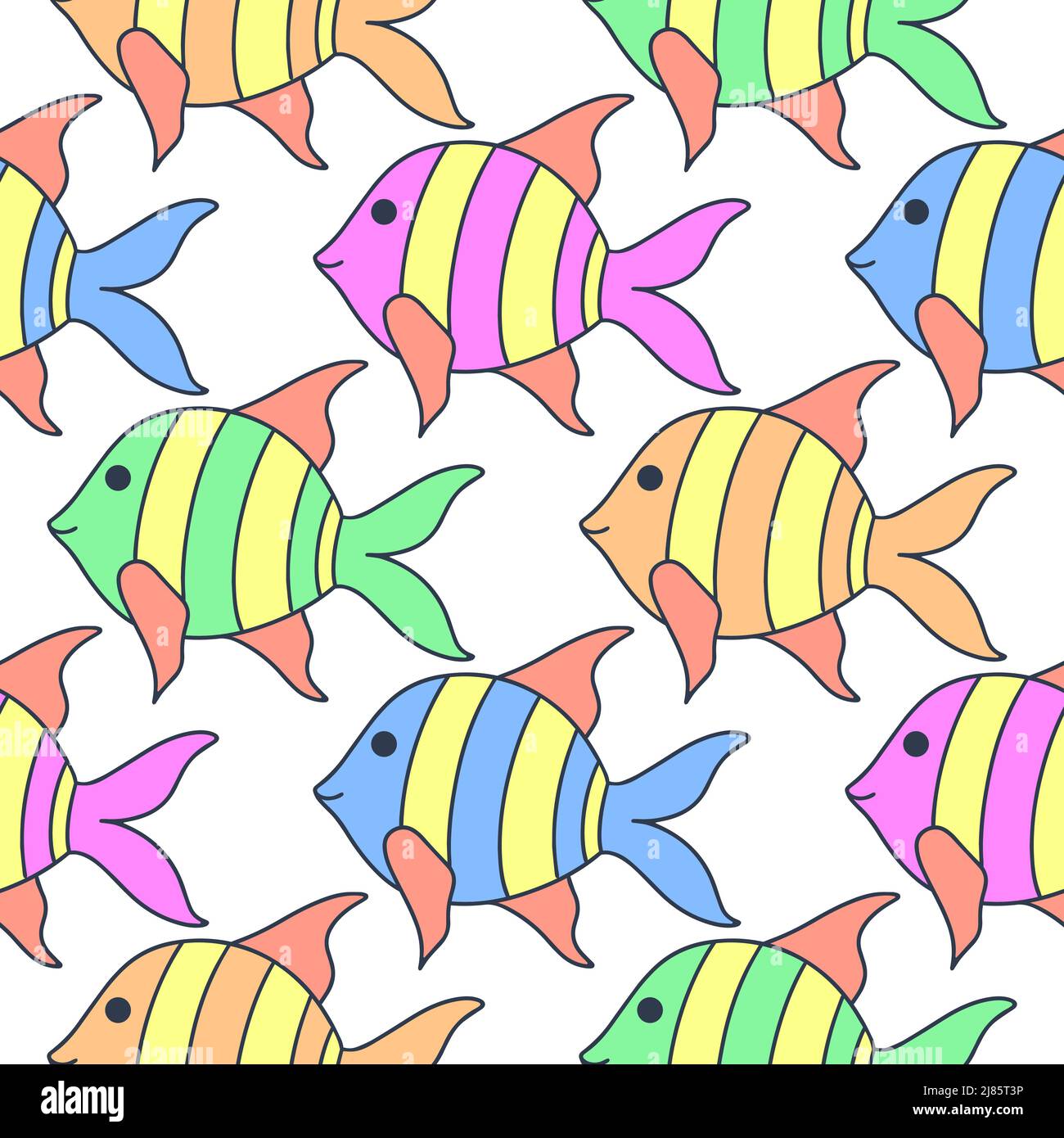 Pesce multicolore senza cuciture modello per bambini Illustrazione Vettoriale