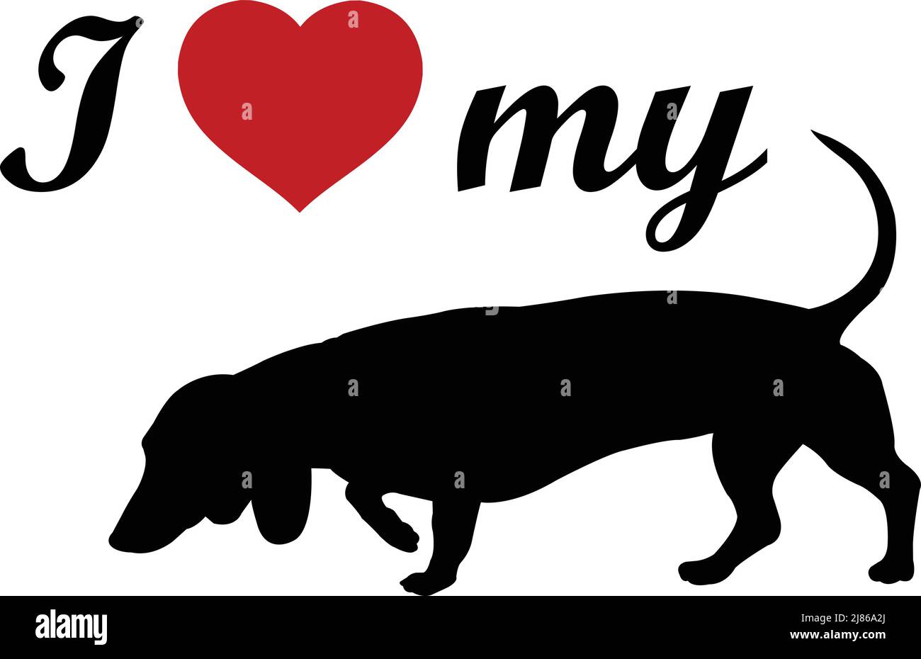 Amo il mio dachshund, etichetta - vettore Illustrazione Vettoriale