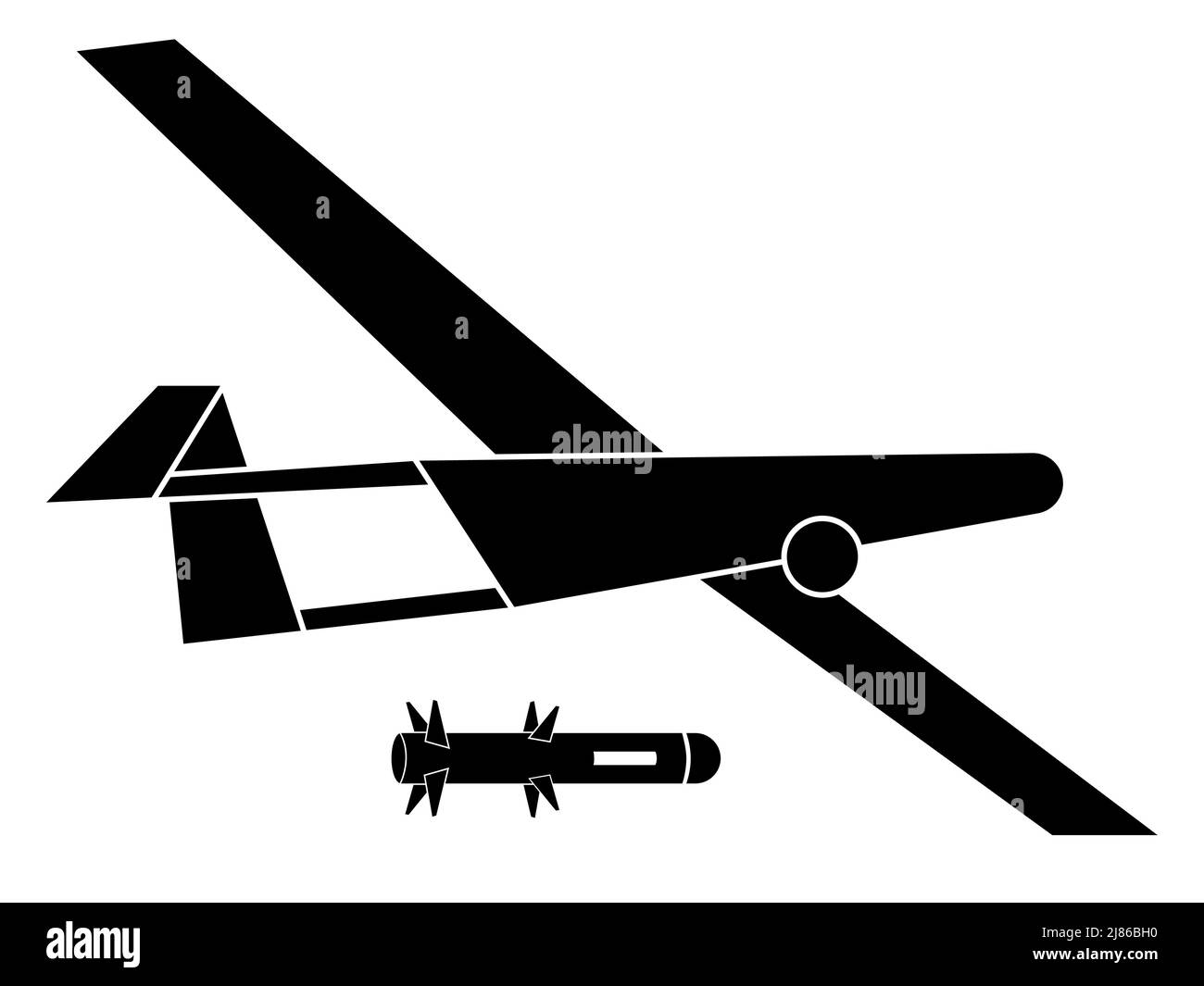 Silhouette vettoriale bayraktar e il missile Illustrazione Vettoriale