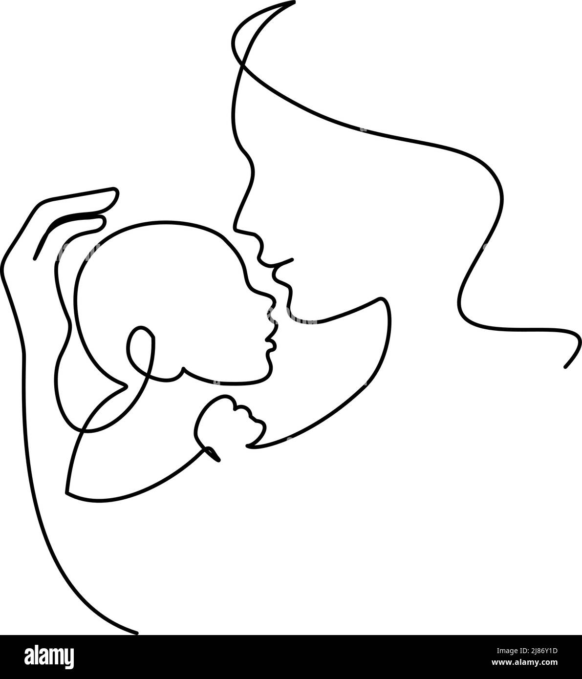 Mamma tiene il neonato una linea Illustrazione Vettoriale