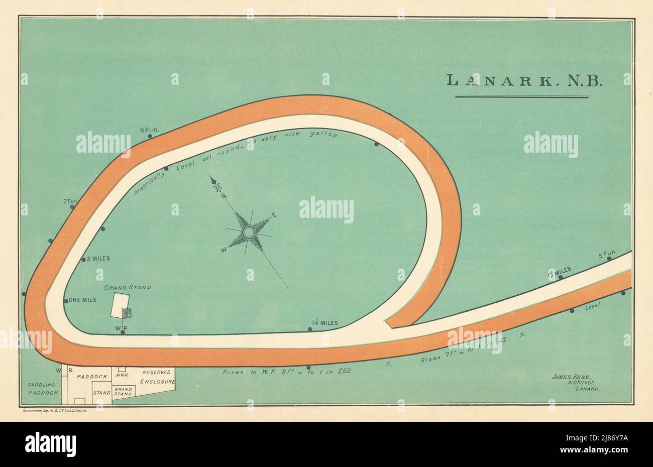 Lanark racecourse, Scozia. Chiuso il 1977. BAYLES 1903 cartografia antica Foto Stock