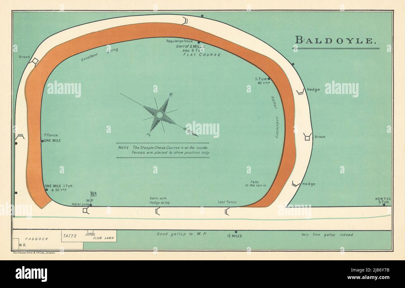baldoyle Metropolitan racecourse, Irlanda. Chiuso il 1972. BAYLES 1903 vecchia mappa Foto Stock