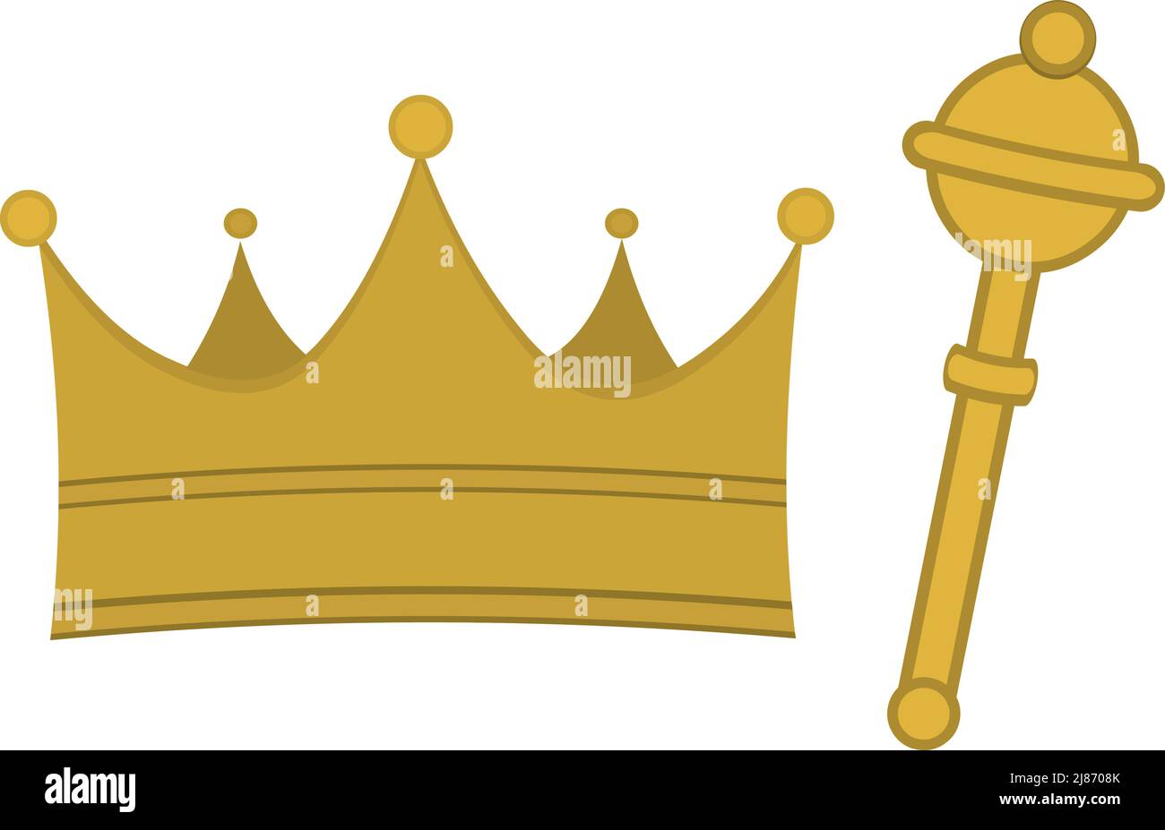 Illustrazione vettoriale di una corona di re e scettro Illustrazione Vettoriale