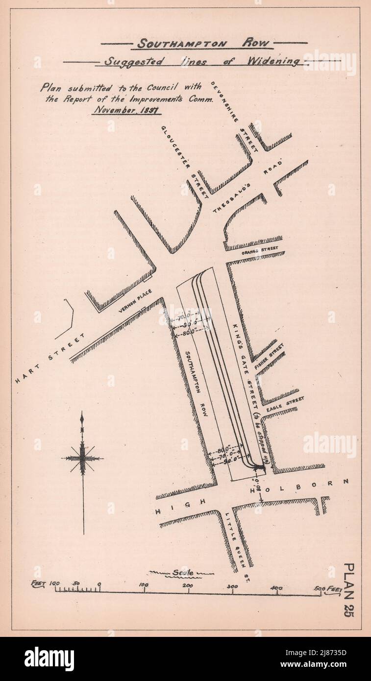 1897 Southampton Row ha proposto un ampliamento. Bloomsbury Way - carta High Holborn 1898 Foto Stock