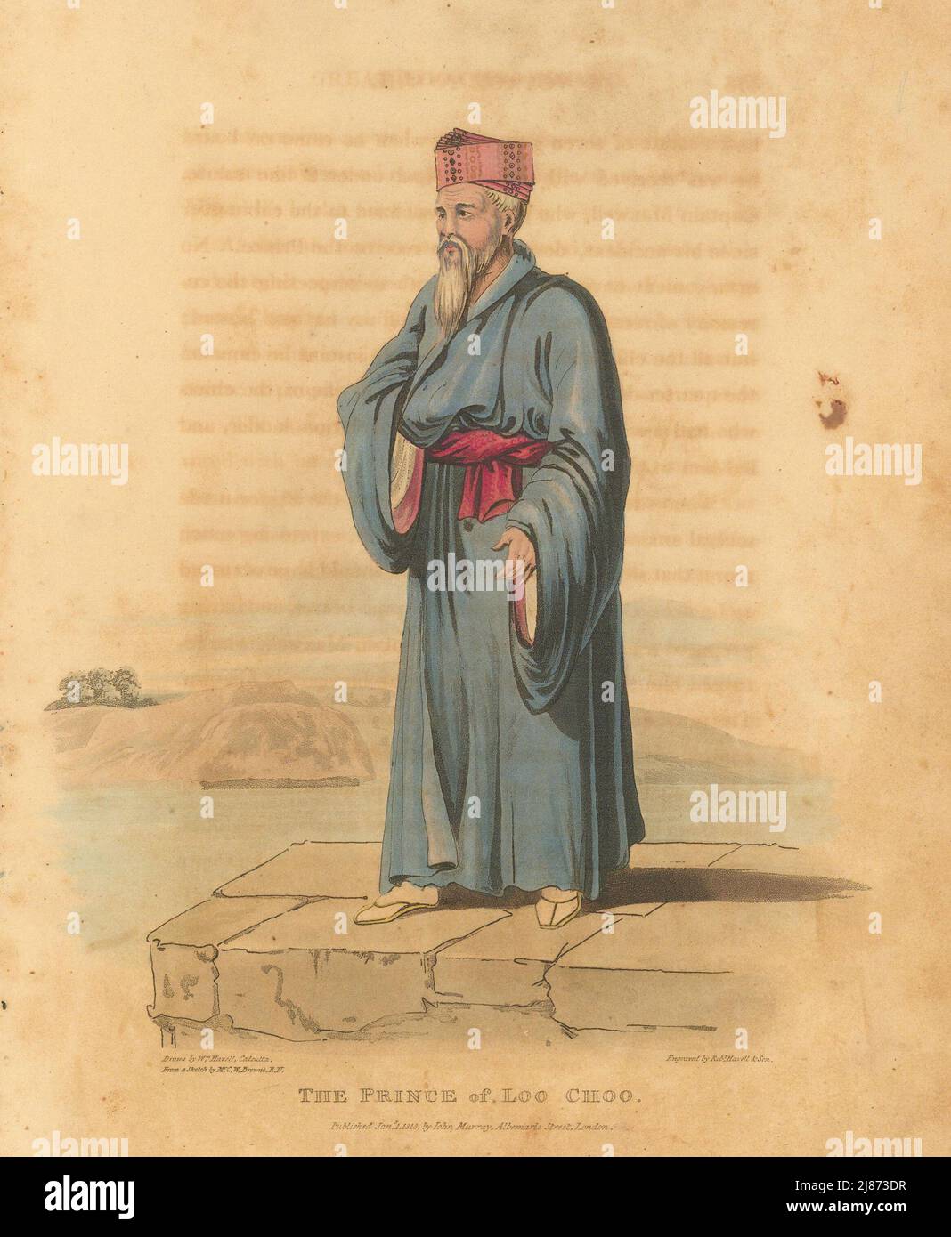 Il Principe di Loo Choo. Okinawa, Giappone. HAVELL/BROWNE 1818 stampe antiche Foto Stock