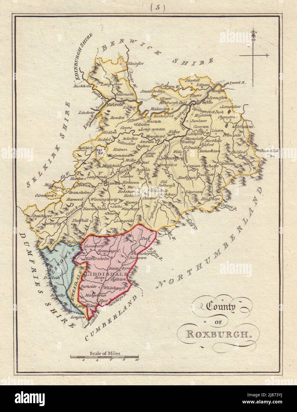 Contea di Roxburgh. Roxburghshire. BAYER / ARMSTRONG 1794 vecchia mappa antica Foto Stock
