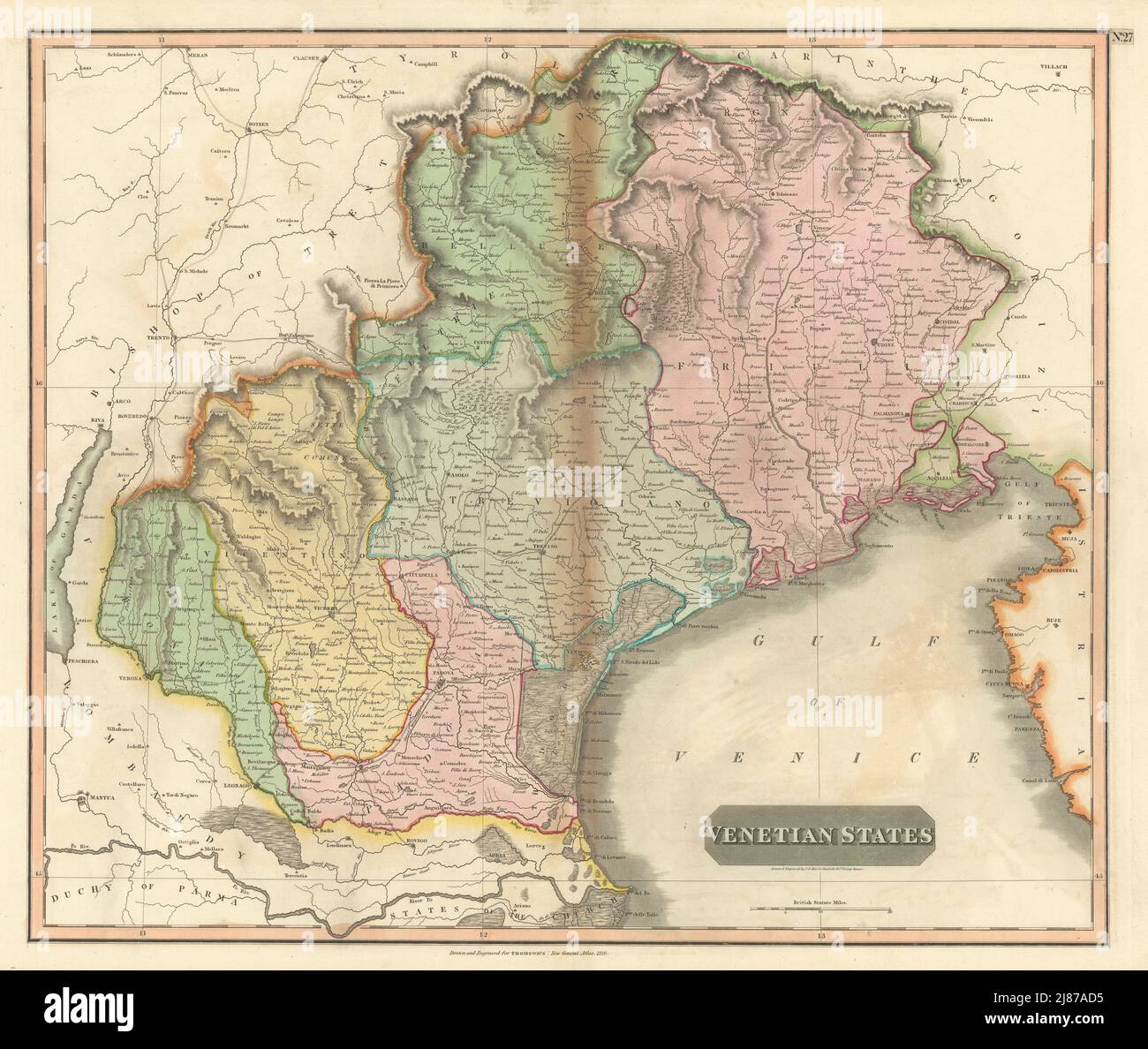 "Stati veneziano". Repubblica di Venezia, Italia. Veneto e Friuli. THOMSON 1817 mappa Foto Stock