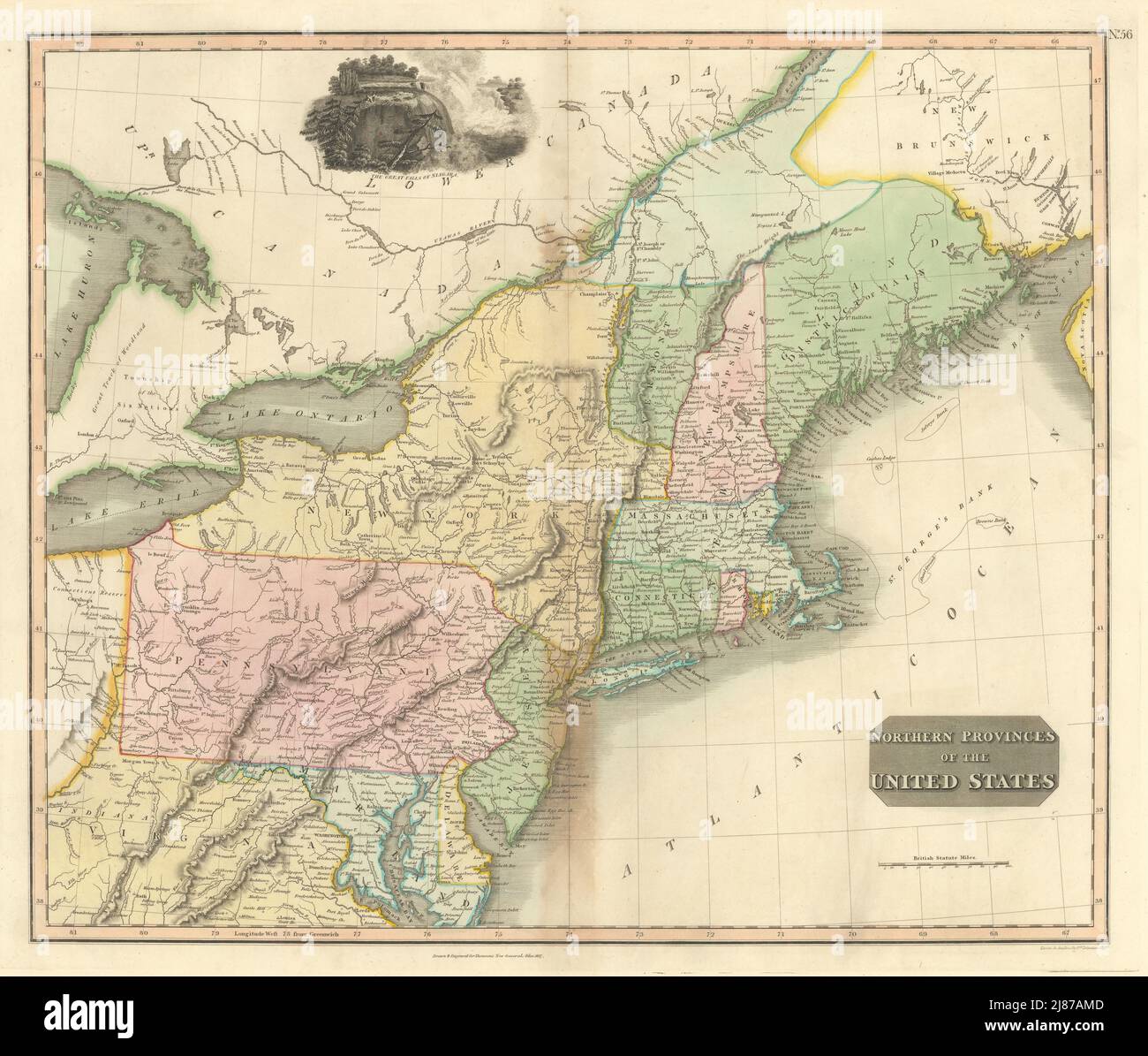 "Provincie del Nord degli Stati Uniti". THOMSON. Distretto di Main[e] 1817 mappa Foto Stock