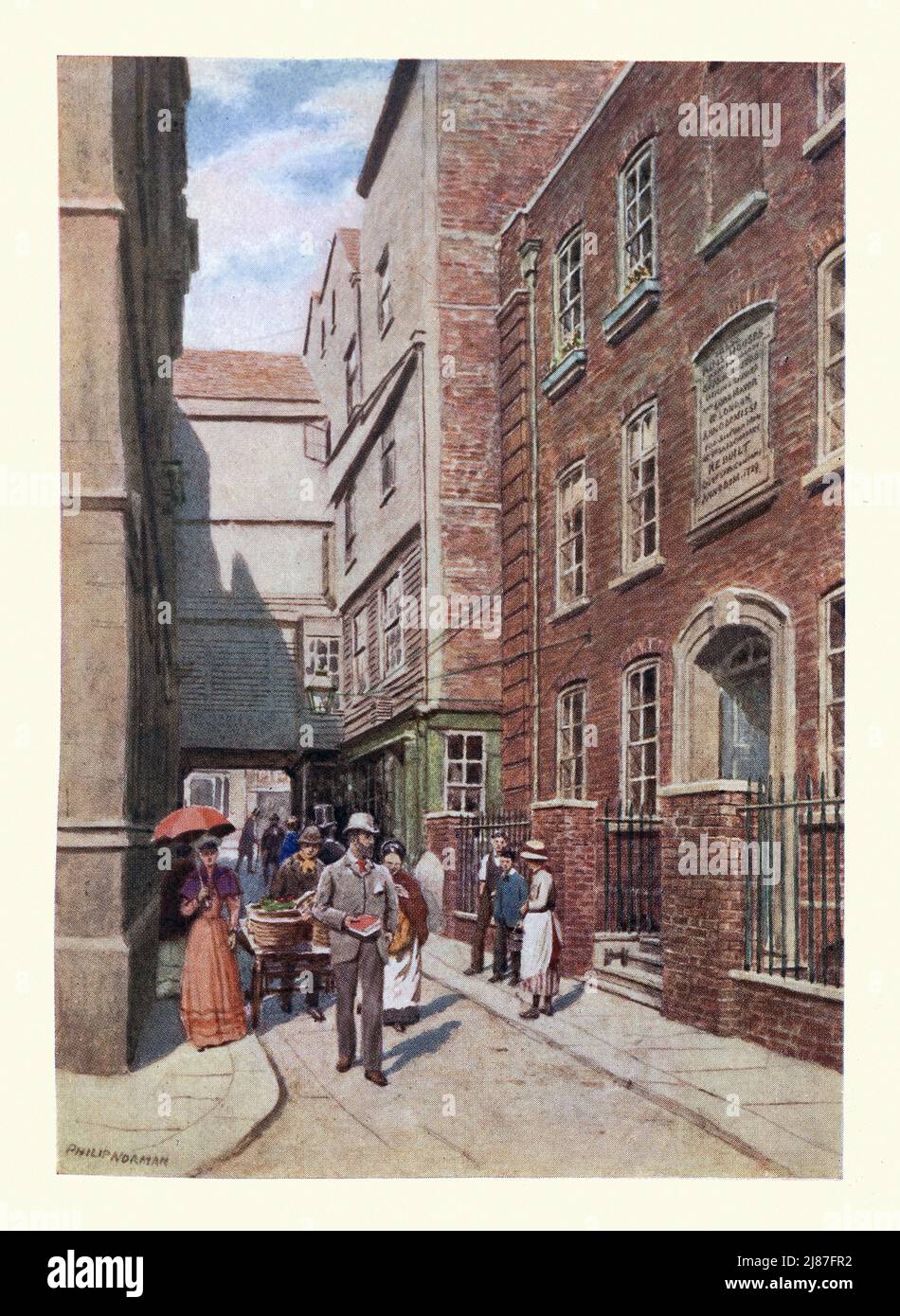 L'architettura svanita di Londra, l'ingresso al Bishopsgate da Great St Helen's, 1890, Philip Norman Foto Stock
