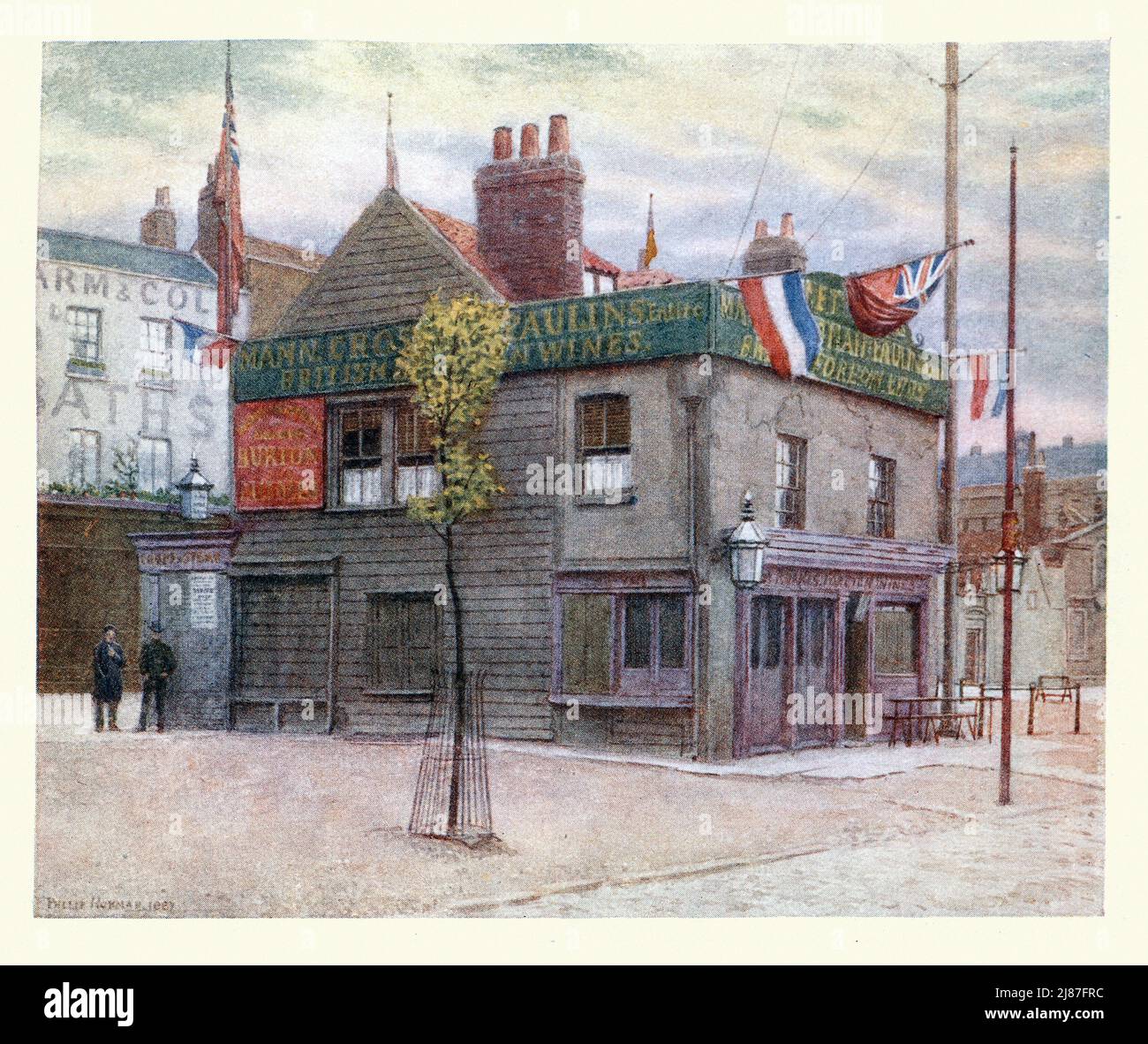 L'architettura svanita di Londra, Vine Tavern, Mile End, 1887, Philip Norman Foto Stock