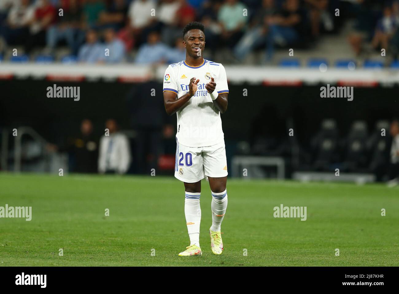 Madrid, Spagna. 12th maggio 2022. Vinicius Junior (Real) Calcio/Calcio : la Liga Santander in spagnolo si discosta tra Real Madrid CF 6-0 Levante UD all'Estadio Santiago Bernabeu di Madrid, Spagna . Credit: Mutsu Kawamori/AFLO/Alamy Live News Foto Stock