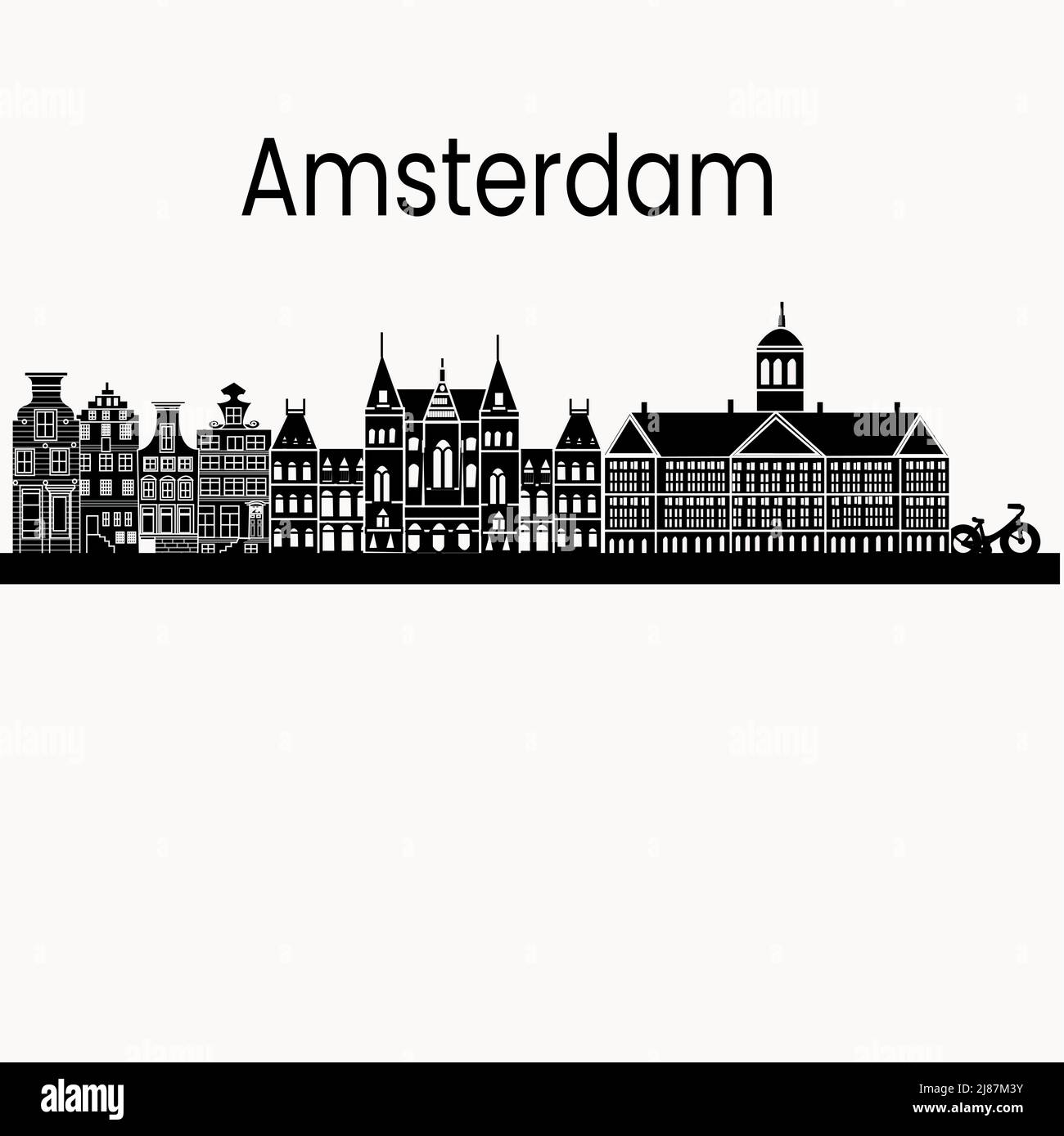 Skyline della città di Amsterdam, Paesi Bassi Illustrazione Vettoriale