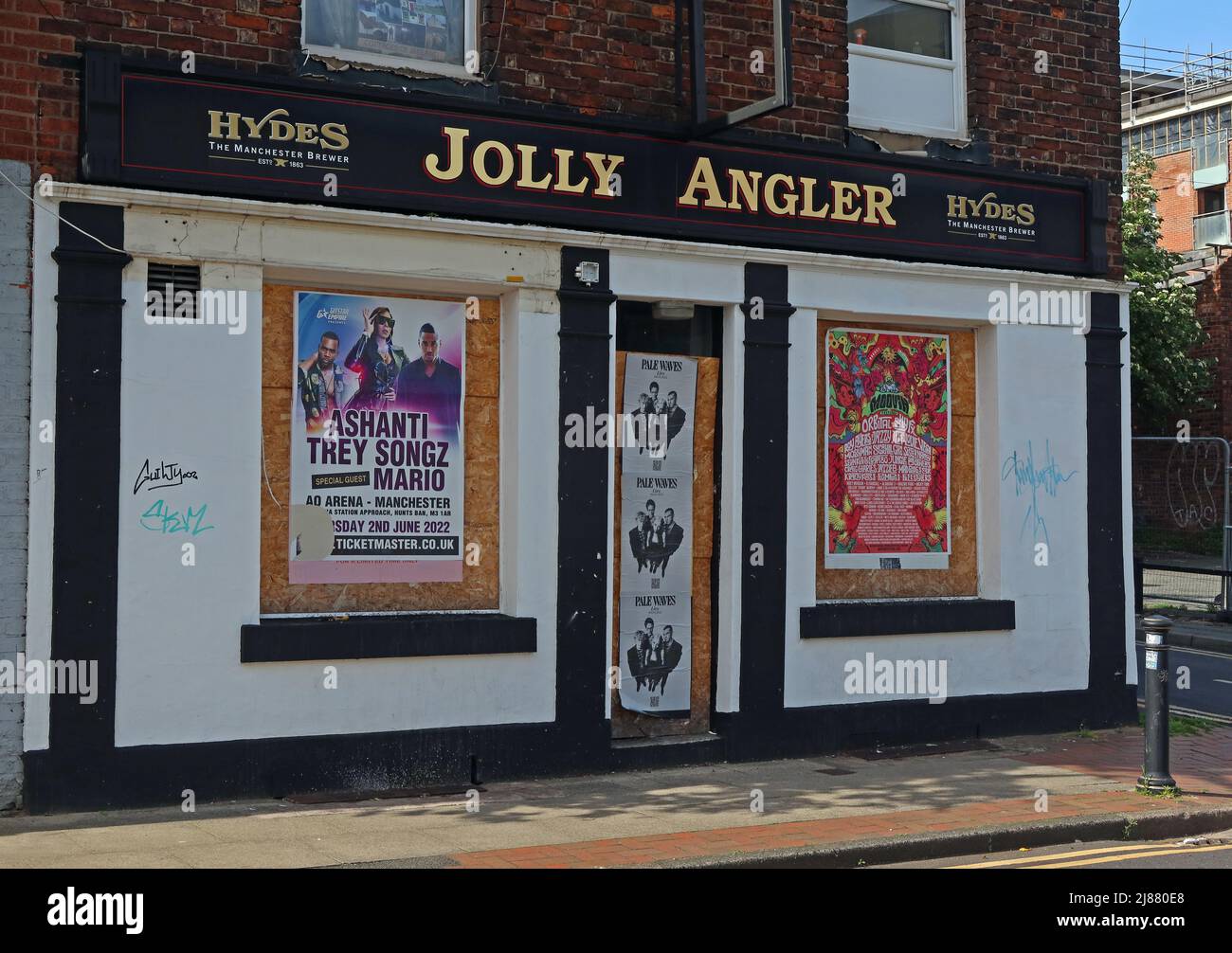 Hydes Brewery Jolly Angler, 47 Ducie St, Northern Quarter, Manchester, Inghilterra, UK, M1 2JW - chiuso e in pericolo di demolizione Foto Stock