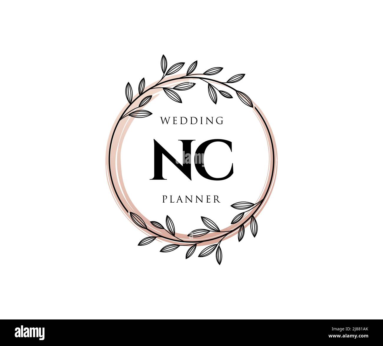 NC iniziali lettera Wedding monogramma collezione loghi, disegnati a mano moderni minimalistici e modelli floreali per carte di invito, Salva la data, elegante Illustrazione Vettoriale