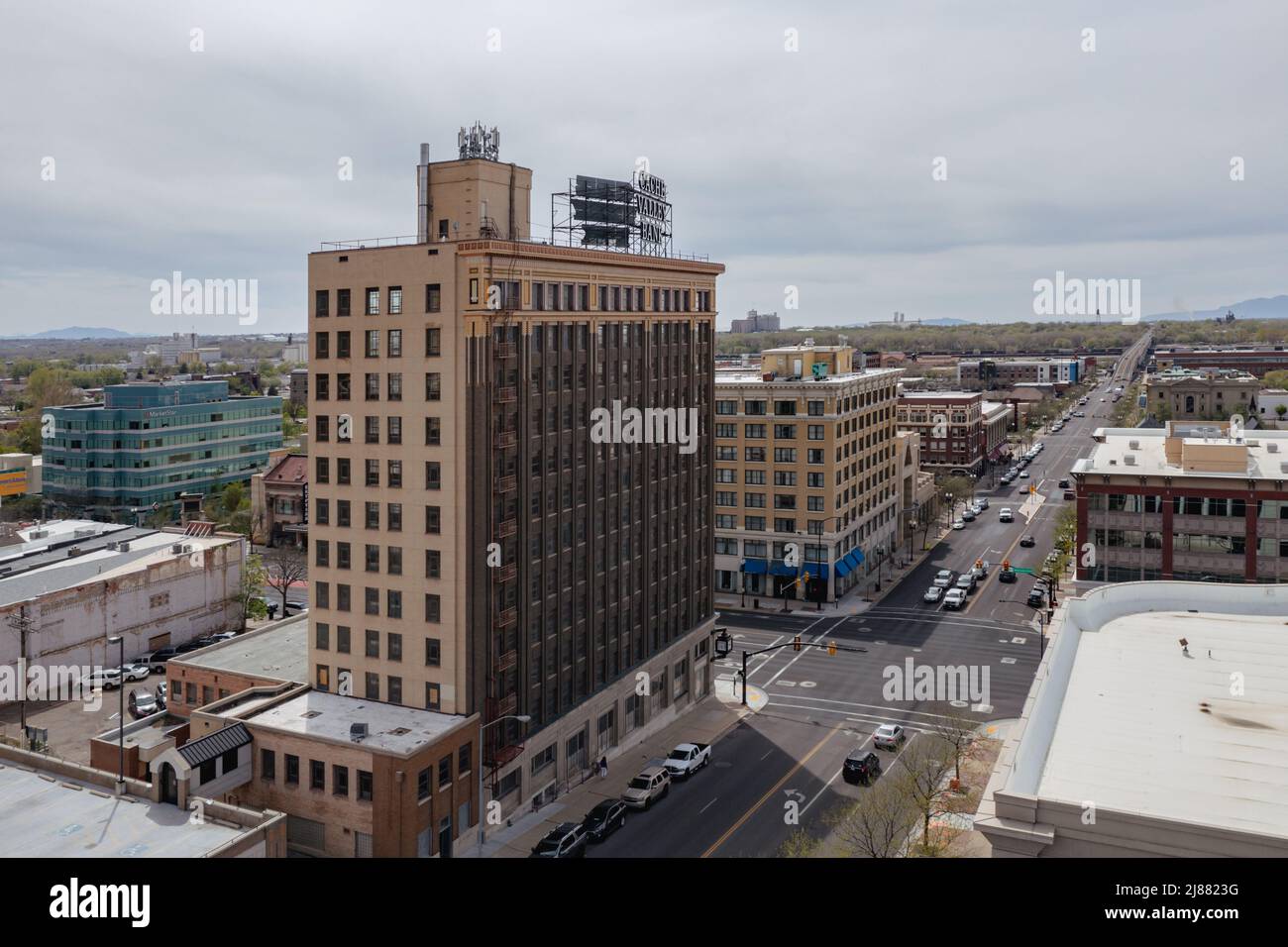 Edificio storico della cache Valley Bank a Ogden, Utah Foto Stock