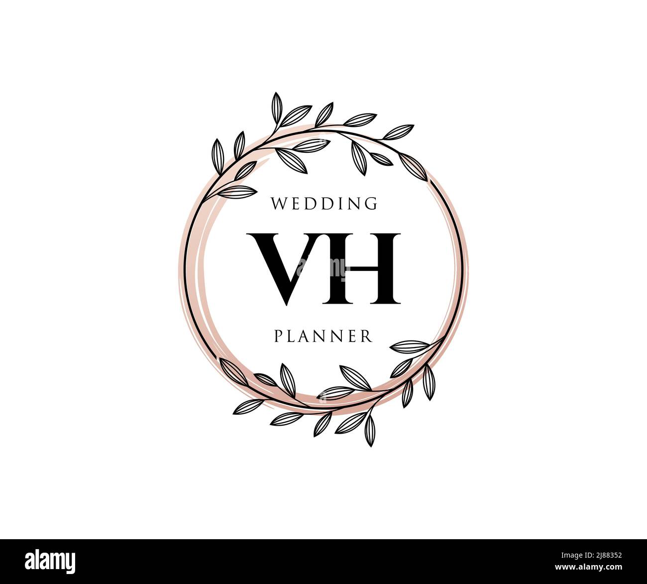 VH iniziali lettera Wedding monogramma collezione loghi, disegnati a mano moderno minimalista e modelli floreali per carte di invito, Salva la data, elegante Illustrazione Vettoriale