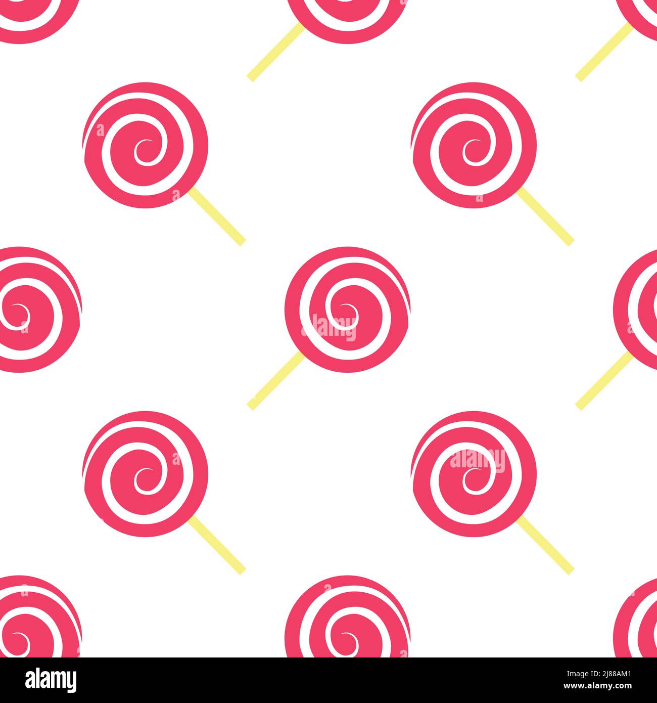 Lollypop rosa con bastone isolato su sfondo bianco è in modo uniforme - illustrazione vettoriale Illustrazione Vettoriale