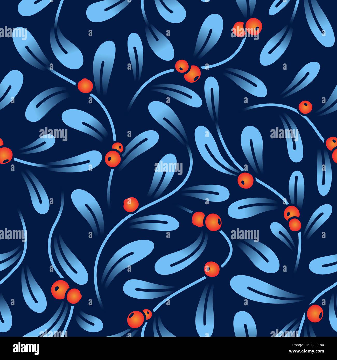 Rosso inverno bacche senza cuciture modello. Ornamento di natale di moda con uva spina e rami di rowan albero Illustrazione Vettoriale