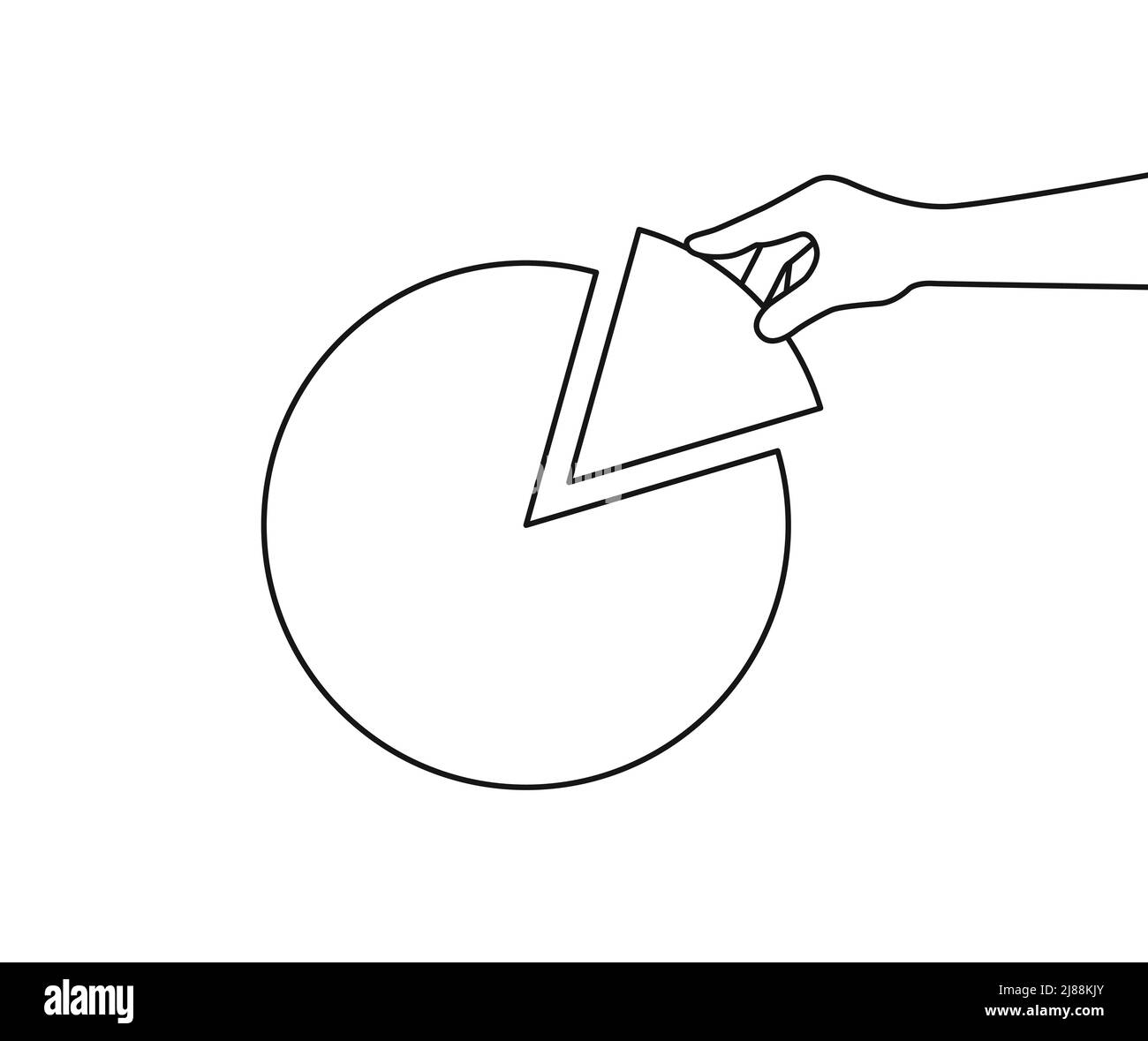 Grafico rotondo di investimento di concetto e mano con pezzo di dividendi disegno vettoriale di stile di illustrazione isolato Illustrazione Vettoriale